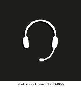Headphone for support or service - vector icon
