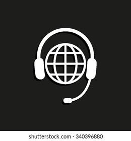 Headphone for support or service - vector icon