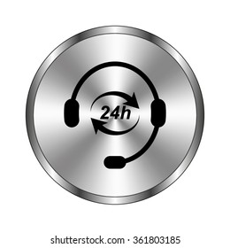 Headphone for support or service - vector icon;  metal button