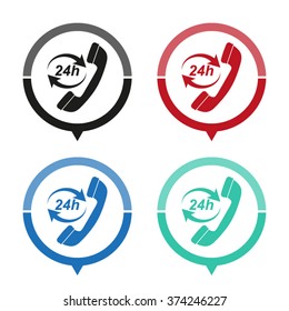Headphone for support or service - vector icon; map pointer;  message bubble
