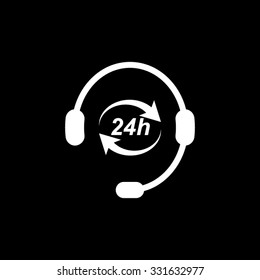 Headphone for support or service - white vector icon
