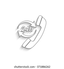 Headphone for support or service - white vector icon  with shadow