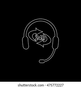 Headphone for support or service  - white vector icon