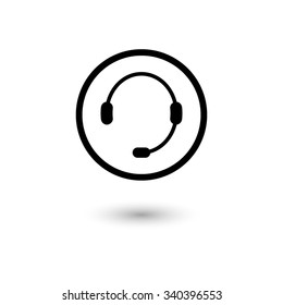 Headphone for support - vector icon with shadow