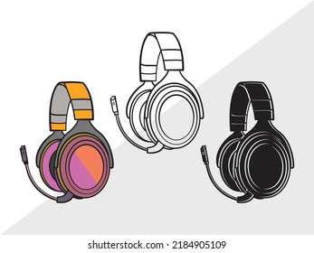 Ilustración de vectores imprimibles SVG para auriculares 