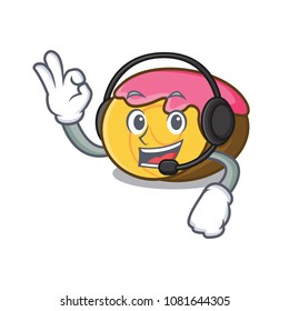 With headphone swiss roll mascot cartoon