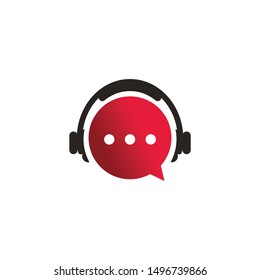 headphone talk logo icon vector isolated
