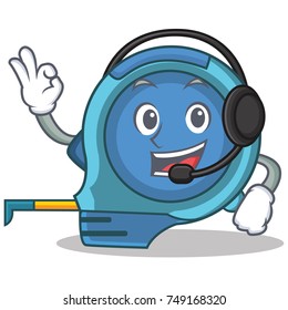 With headphone tape measure character cartoon