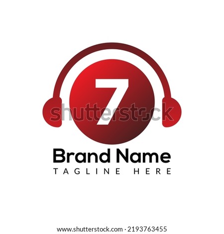 Headphone Template On 7 Letter.Music And Podcast Logo Design Headphone Concept
