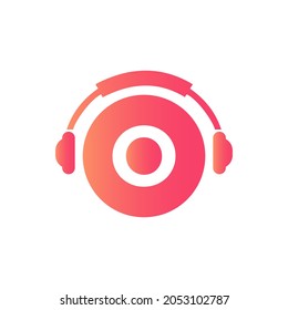 Headphone Template On O Letter. Letter O Music Logo Design. Dj Music And Podcast Logo Design Headphone Concept