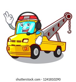 With headphone tow truck for vehicle branding character
