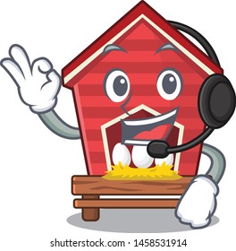 With headphone toy chicken coop in cartoon table
