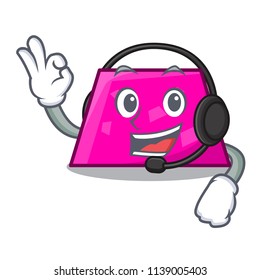 With headphone trapezoid mascot cartoon style