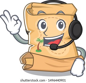 With headphone treasure map isolated with the cartoon