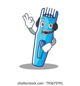 With headphone trimmer mascot cartoon style