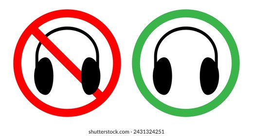 Headphone Use Prohibited and Allowed Icons