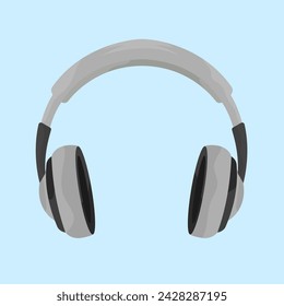 A headphone is used for listening to audio. The shape of this audio device usually follows the curve of the head and is complete with fairly large ear pads.