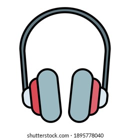 auriculares con color suave y estilo de línea rellena