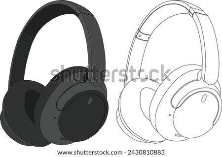 Headphone Vector Art by Illustration. Headphones are a pair of small loudspeaker drivers worn on or around the head over a user's ears. They are electroacoustic transducers, which convert an electrica