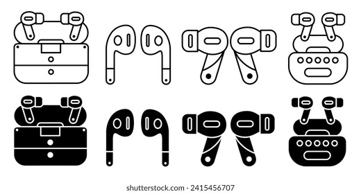 Headphone. Vector collection of headphone icon illustrations. Black icon design.