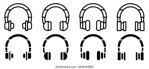 Headphone. Vector collection of headphone icon illustrations. Black icon design.