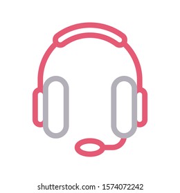 headphone vector color line icon 