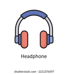 Ilustración de diseño de iconos de esquema rellenado por vectores de auriculares. Símbolo de banca y pago en fondo blanco EPS 10 Archivo