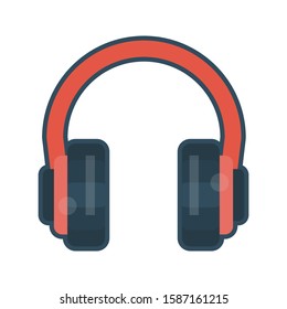 headphone vector flat color icon 
