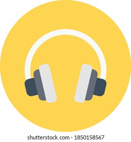 headphone vector flat colour icon 