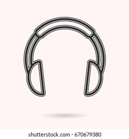 Headphone vector icon. Black illustration isolated on white background for graphic and web design.