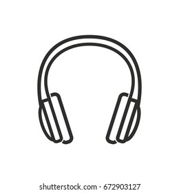 Headphone vector icon. Black illustration isolated on white background for graphic and web design.