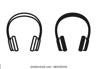 Headphone vector icon. Black illustration isolated on white background for graphic and web design.