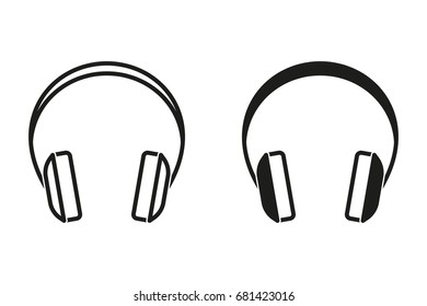 Headphone vector icon. Black illustration isolated on white background for graphic and web design.