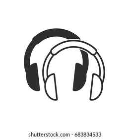 Headphone vector icon. Black illustration isolated on white background for graphic and web design.