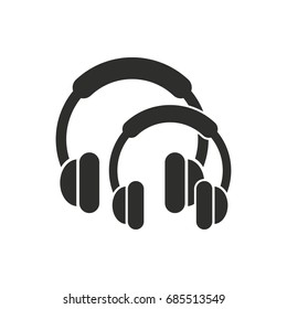 Headphone vector icon. Black illustration isolated on white background for graphic and web design.