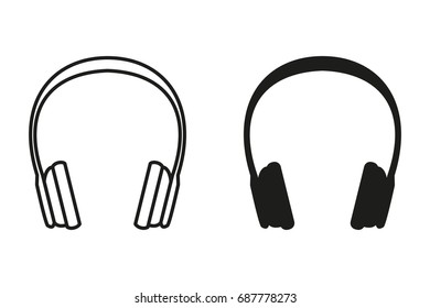 Headphone vector icon. Black illustration isolated on white background for graphic and web design.