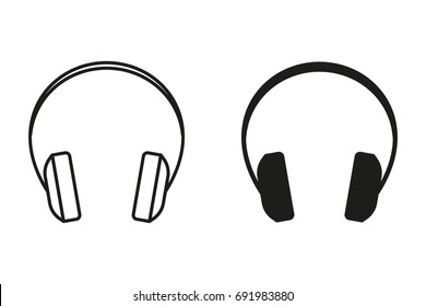 Headphone vector icon. Black illustration isolated on white background for graphic and web design.