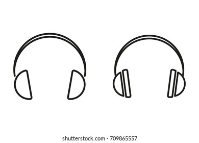 Headphone vector icon. Black illustration isolated on white background for graphic and web design.