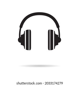 Headphone Vector Icon Black Symbol Silhouette Stock Vector (Royalty ...