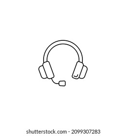 Headphone vector icon. Black symbol silhouette isolated on modern gradient background