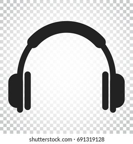 Headphone vector icon. Earphone headset sign illustration. Business concept simple flat pictogram on isolated background.