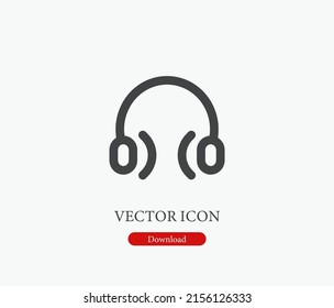 Headphone vector icon. Editable stroke. Symbol in Line Art Style for Design, Presentation, Website or Mobile Apps Elements, Logo. Headphone symbol illustration. Pixel vector graphics - Vector