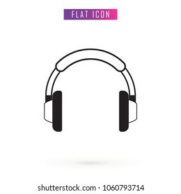 Headphone Vector Icon in flat style, on white background, isolated, illustration for applications and web templates.