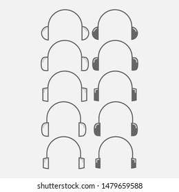 Headphone vector icon with a gray color