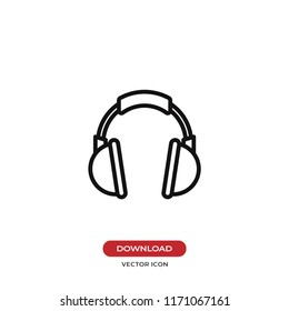 Headphone vector icon. Headset, music, audio, dj symbol.