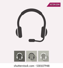 Headphone vector icon. Illustration isolated for graphic and web design.