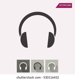 Headphone vector icon. Illustration isolated for graphic and web design.