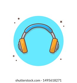 Headphone Vector Icon Illustration. Listening Music Concept White Isolated. Flat Cartoon Style Suitable for Web Landing Page, Banner, Flyer, Sticker, Background
