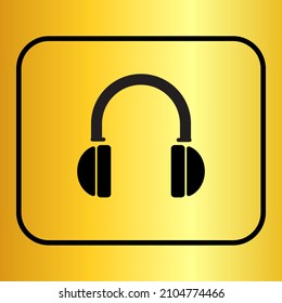ilustrador de iconos del vector de auriculares con fondo de oro