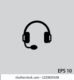 Headphone vector icon on gray background.